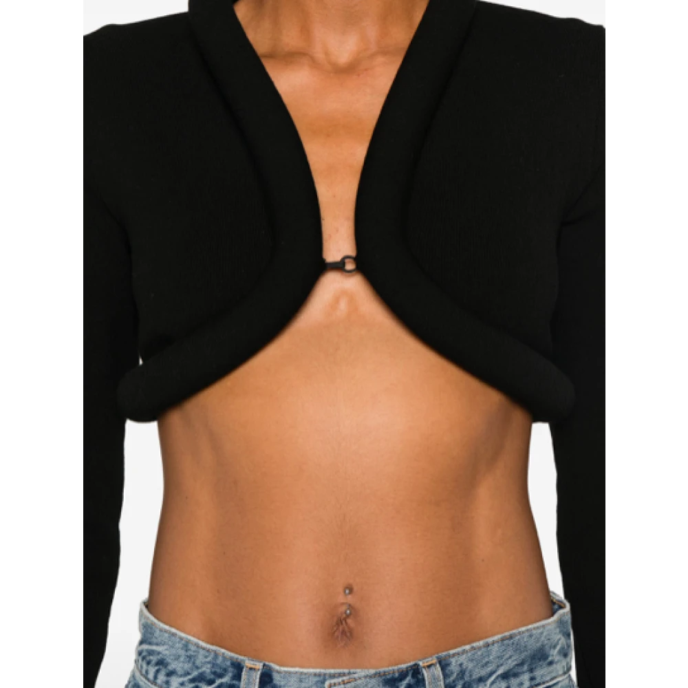 Jean Paul Gaultier Zwarte Viscose Cardigan met Schuimdetail Black Dames