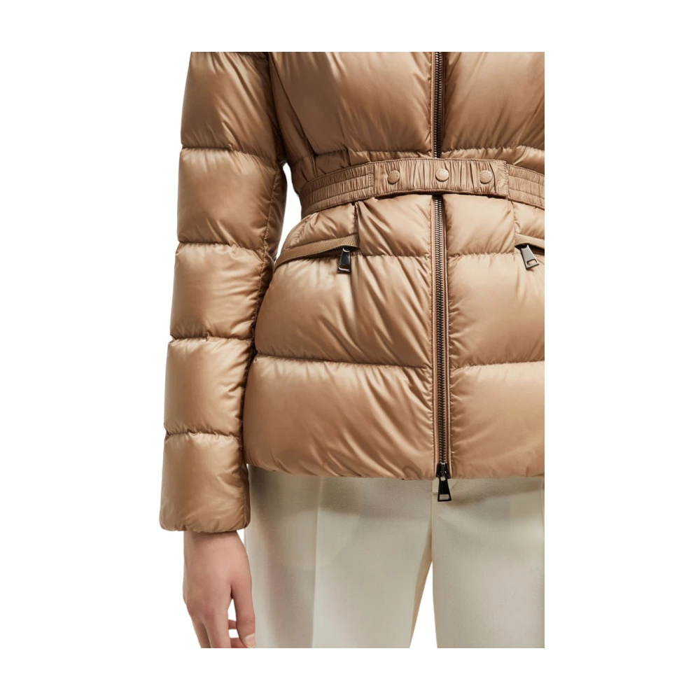 Moncler Beige Donsjack met Shearling Trim Beige Dames