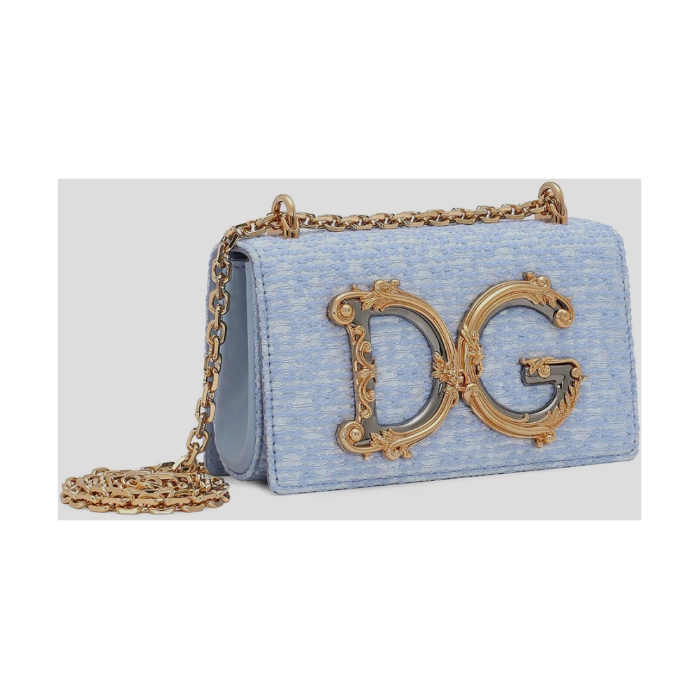 Dolce & Gabbana Leren Telefoon Tas Bouclè Blue Dames