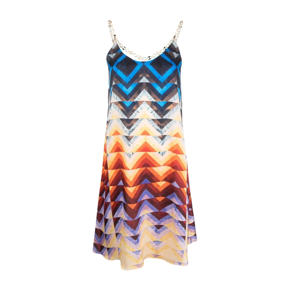 Paco Rabanne Elegante Multicolor Midi Jurk Multicolor Dames