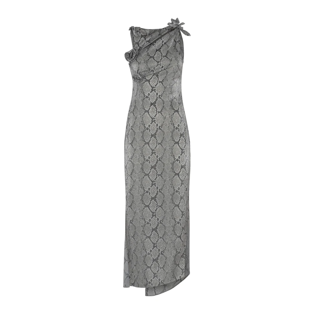 Coperni Slangenprint Asymmetrische Bloemenjurk Multicolor Dames