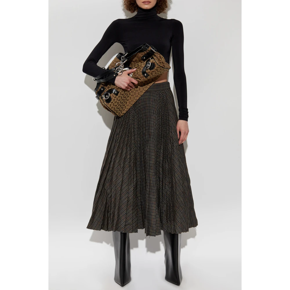 Balenciaga Geplooide rok met ruitpatroon Gray Dames