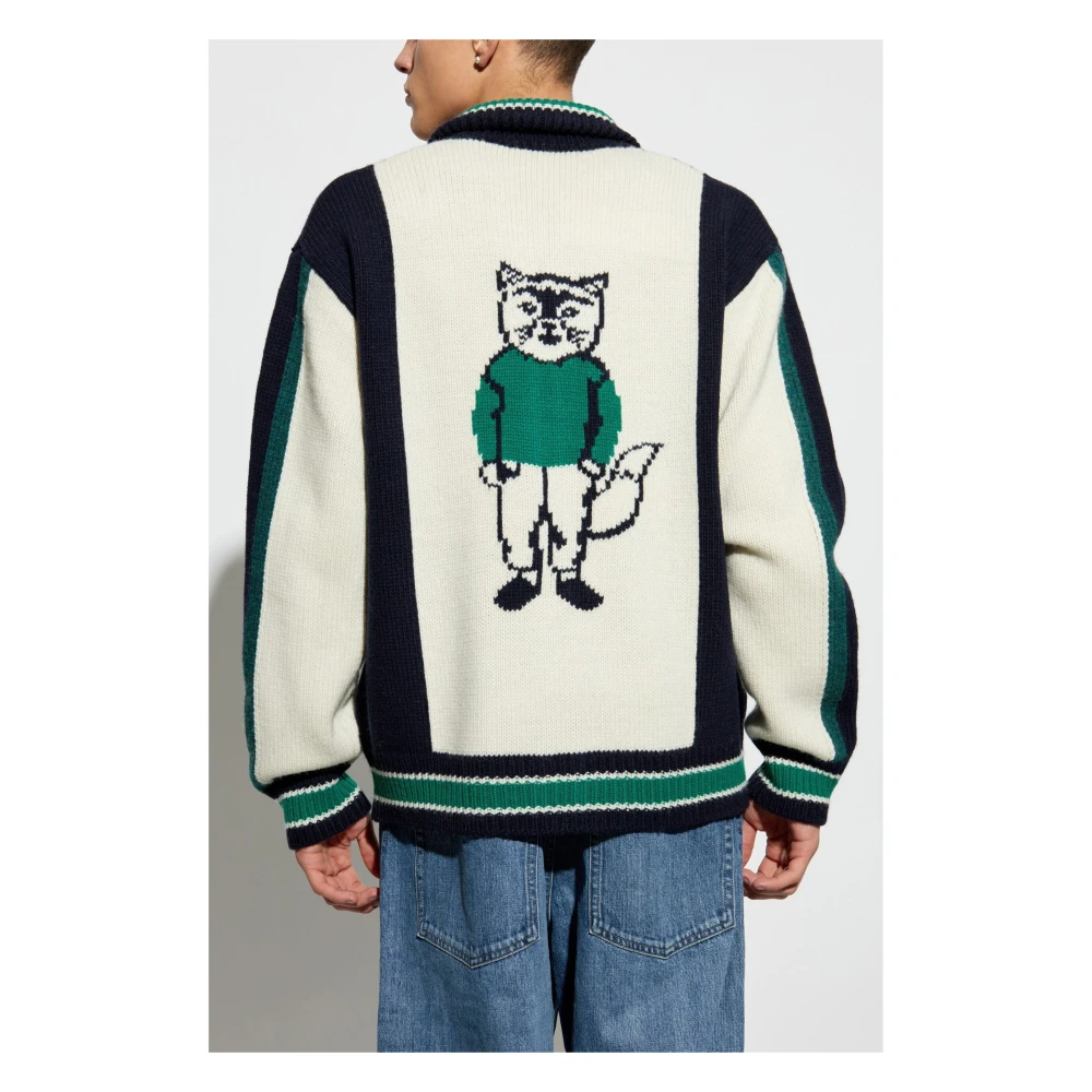 Maison Kitsuné Intarsia Gebreid Jack Gestreepte Kraag Multicolor Heren