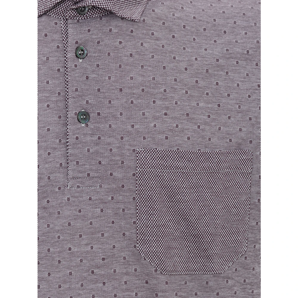 Corneliani Paarse Polo met Korte Mouwen en Zak Purple Heren