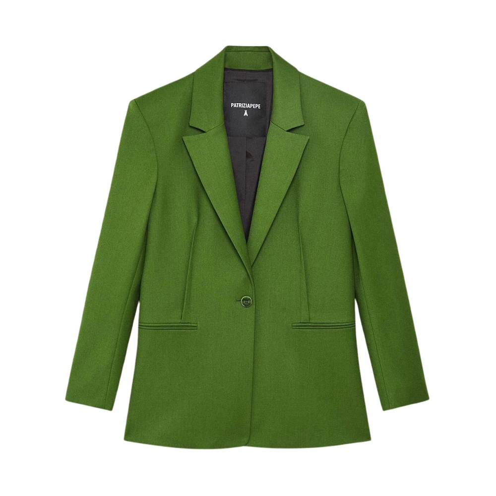 PATRIZIA PEPE Flanellen Eenknoopsjasje Art. 8S0494A106 Green Dames