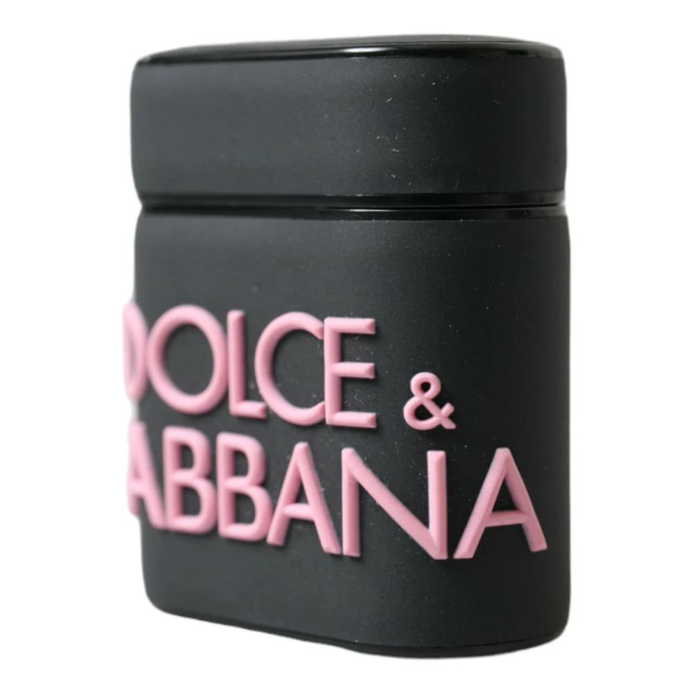 Dolce & Gabbana Elegant Bicolor Leren Airpods Hoesje Black Dames