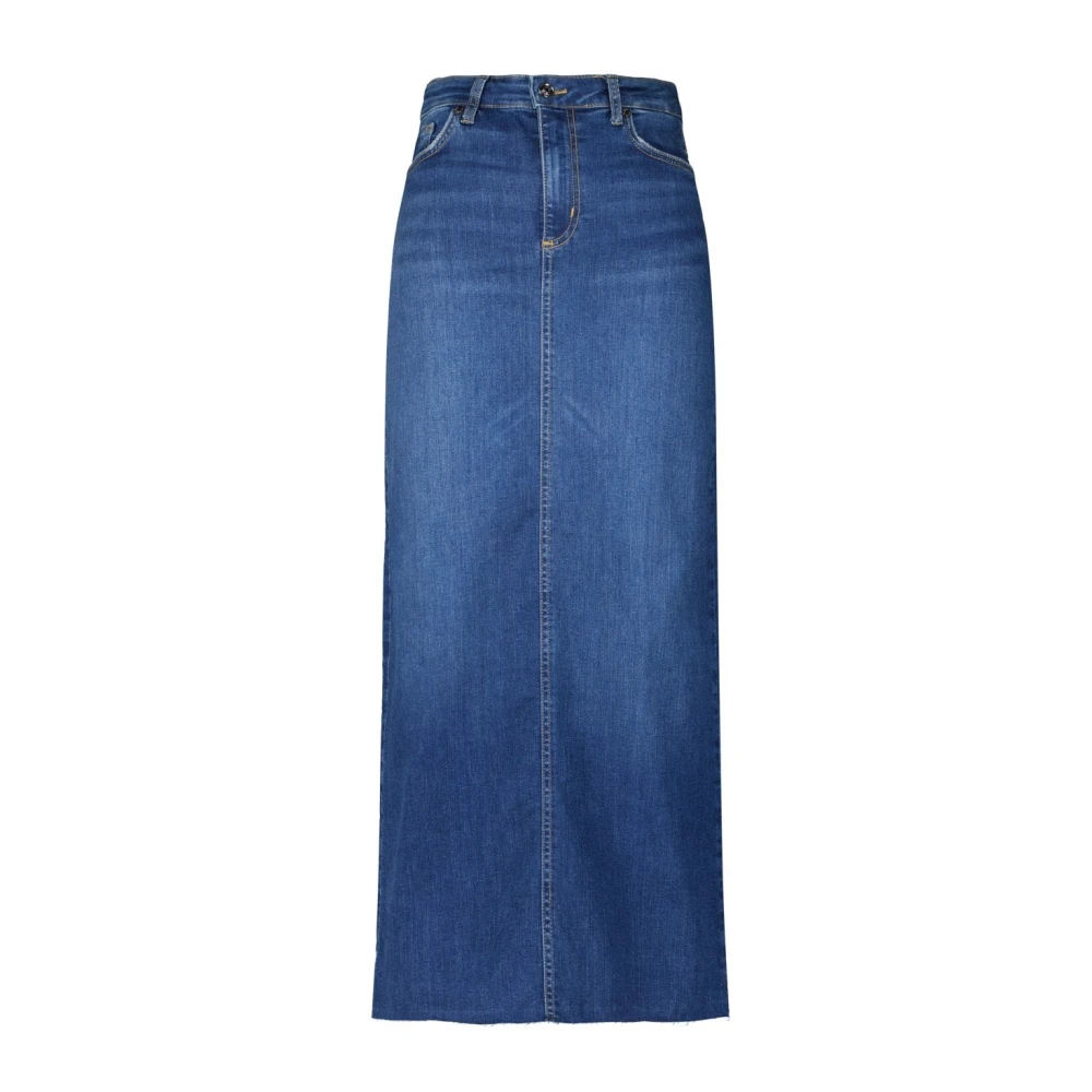 Liu Jo Lange Denim Rok met Split Blue Dames