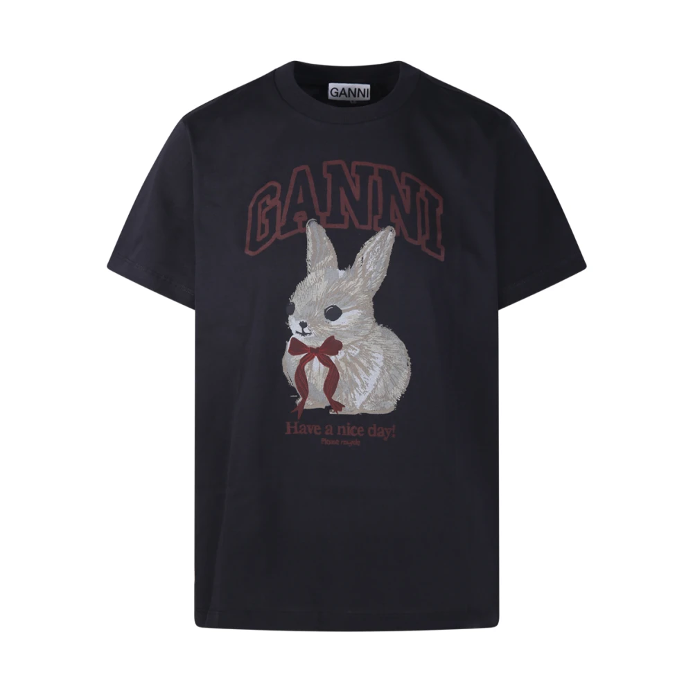 Ganni Women's Black Basic Cotton Jersey T-Shirt