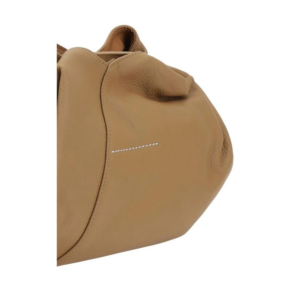 MM6 Maison Margiela Gestructureerde leren handtas met bovenhandvat Brown Dames