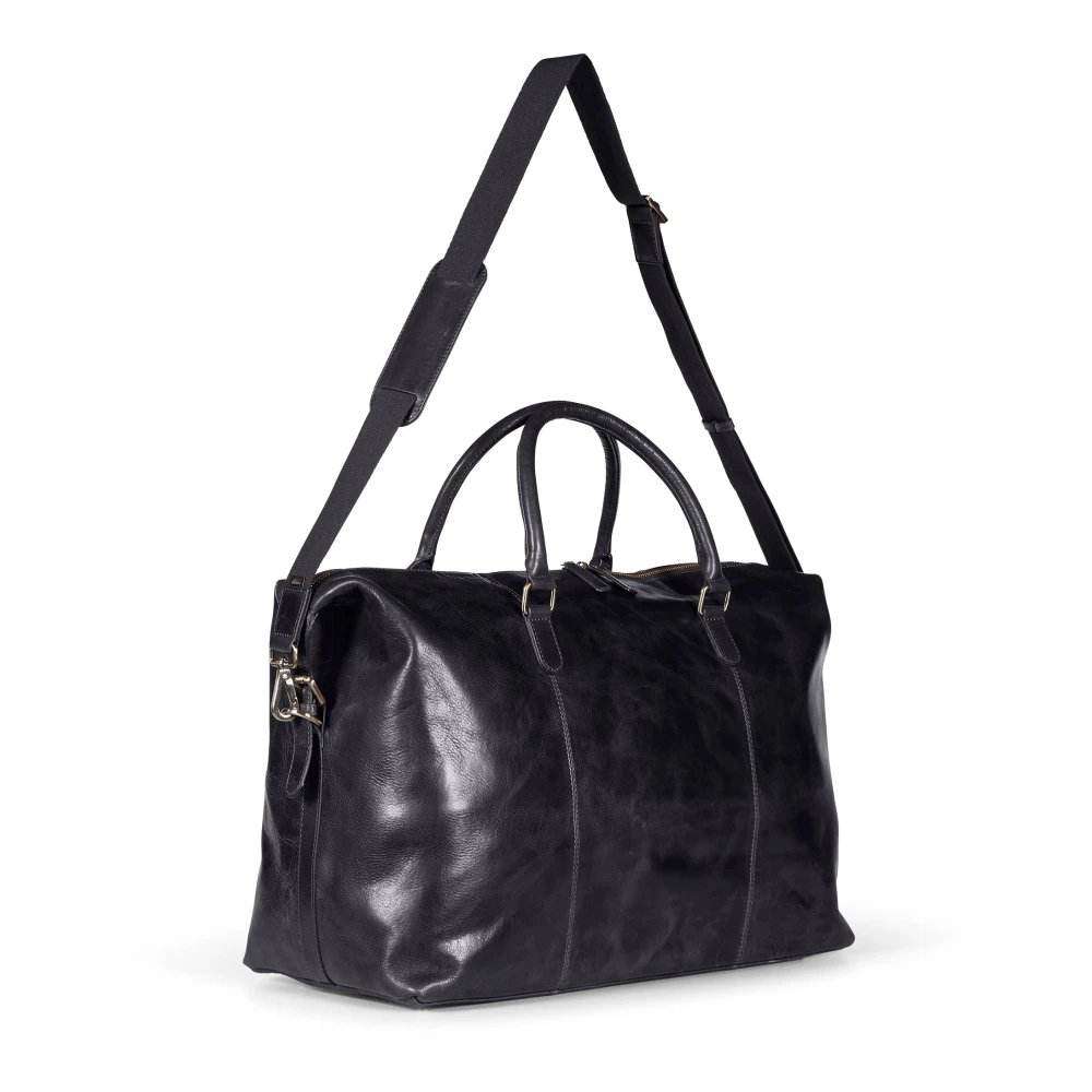 Howard London Zwarte Leren Weekendtas Black Heren