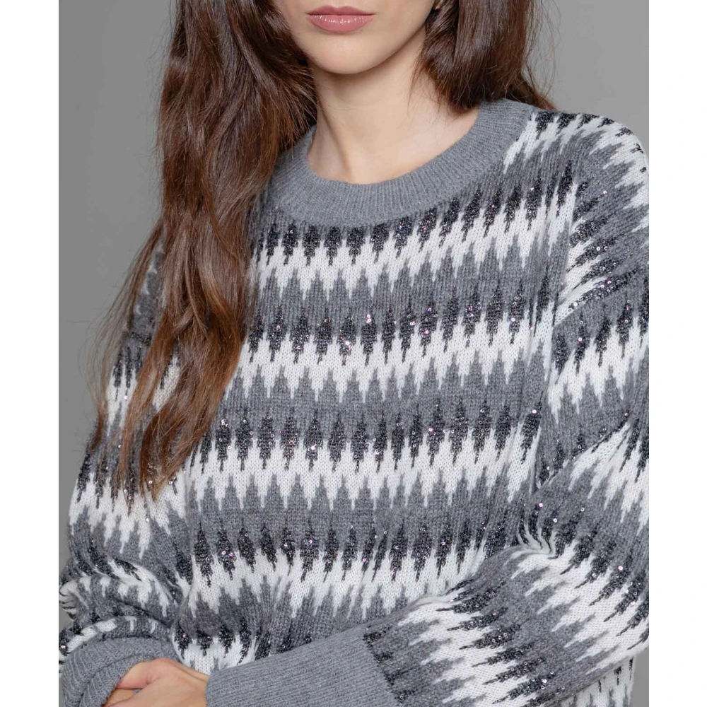 Kaos Jacquard Stijl Trui Gray Dames