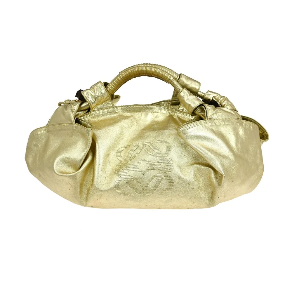 Loewe Pre-Owned Women's Yellow Pre-Owned Vintage Metallic Leather Hobo Bag