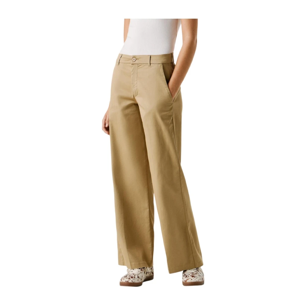 Pepe Jeans Women's Brown Straight Trousers, Xs, Felicity Chinos