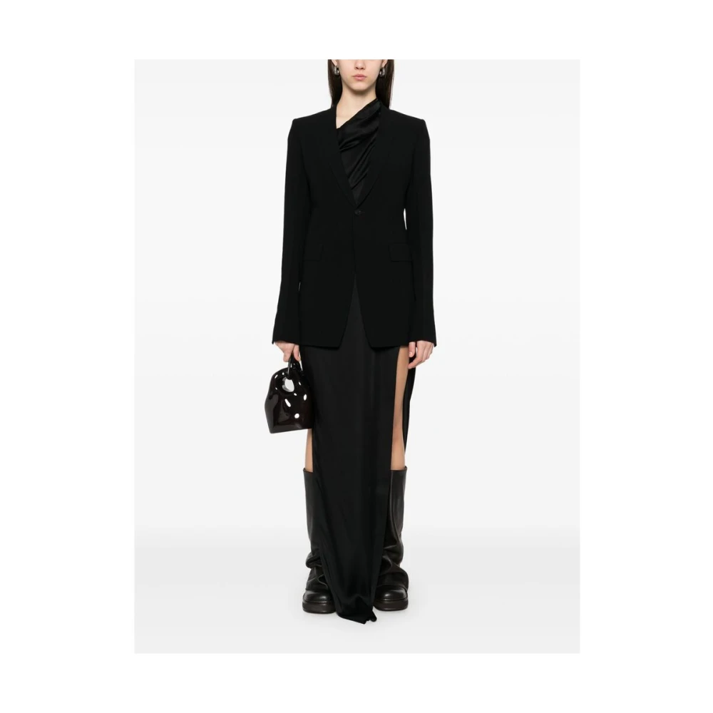 Rick Owens Zwarte Jas met Knopen en Klepzakken Black Dames