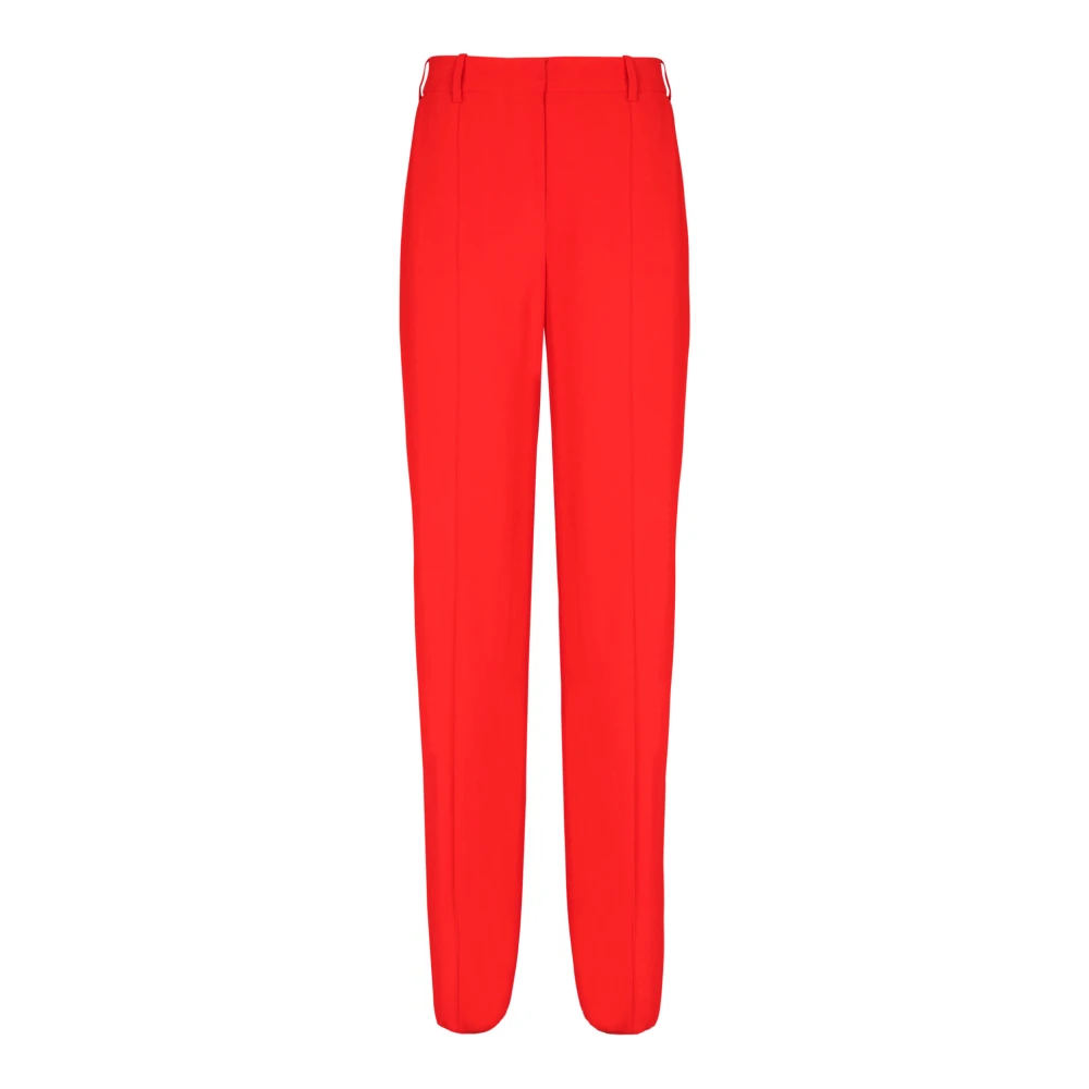 Balmain Red Crepe Straight-Leg Tailo Trousers - Female - Straight Trousers - Xs - Trousers