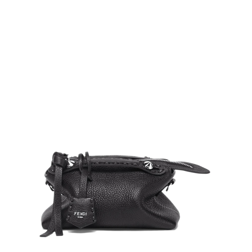 Fendi Zwarte leren handtas met aanpasbare hanger Black Dames