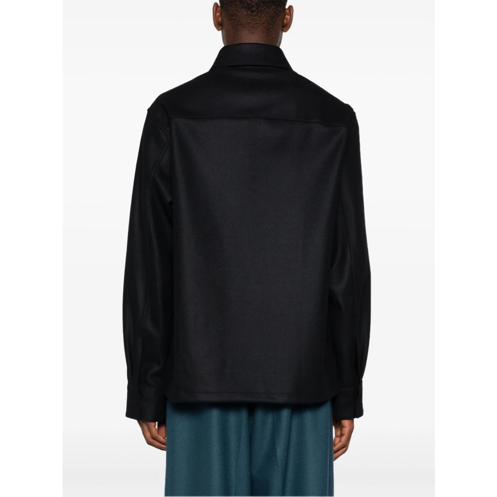 Jil Sander Zwarte Wollen Overshirt met Knoopsluiting Black Heren