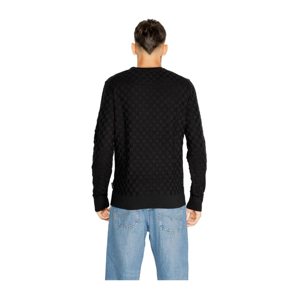 Calvin Klein Zwarte Katoen Wol Gebreide T-Shirt Black Heren