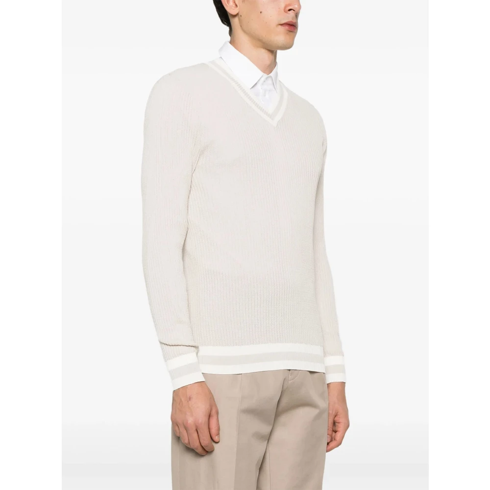Eleventy V-hals Zand Gebreide Top Pink Heren