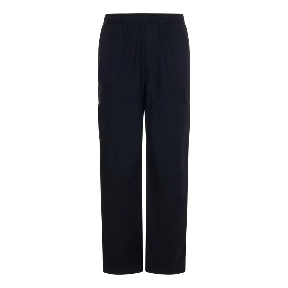 Stüssy Men's Black Cargo Trousers With Elasticated Waistband - Straight Trousers - Xl - Trousers