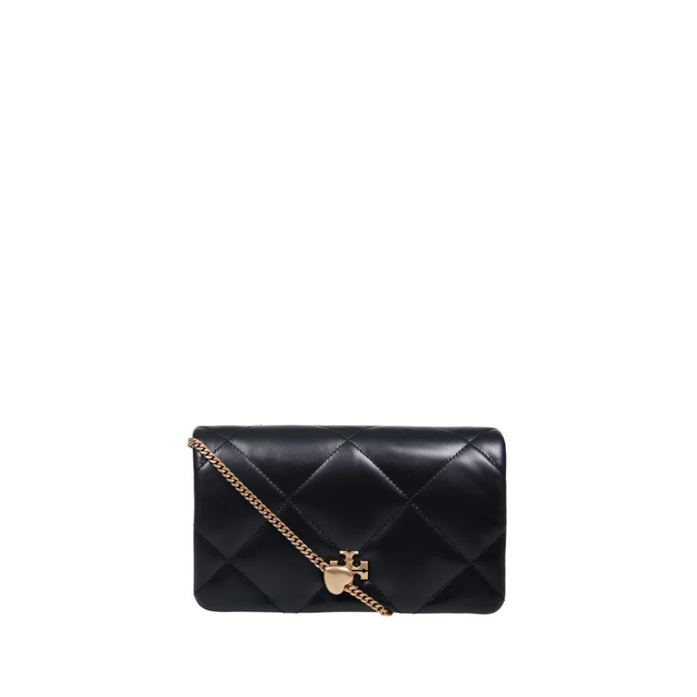 Tory Burch Women's Black Kira Charm Diamond Quilt Chain Wallet