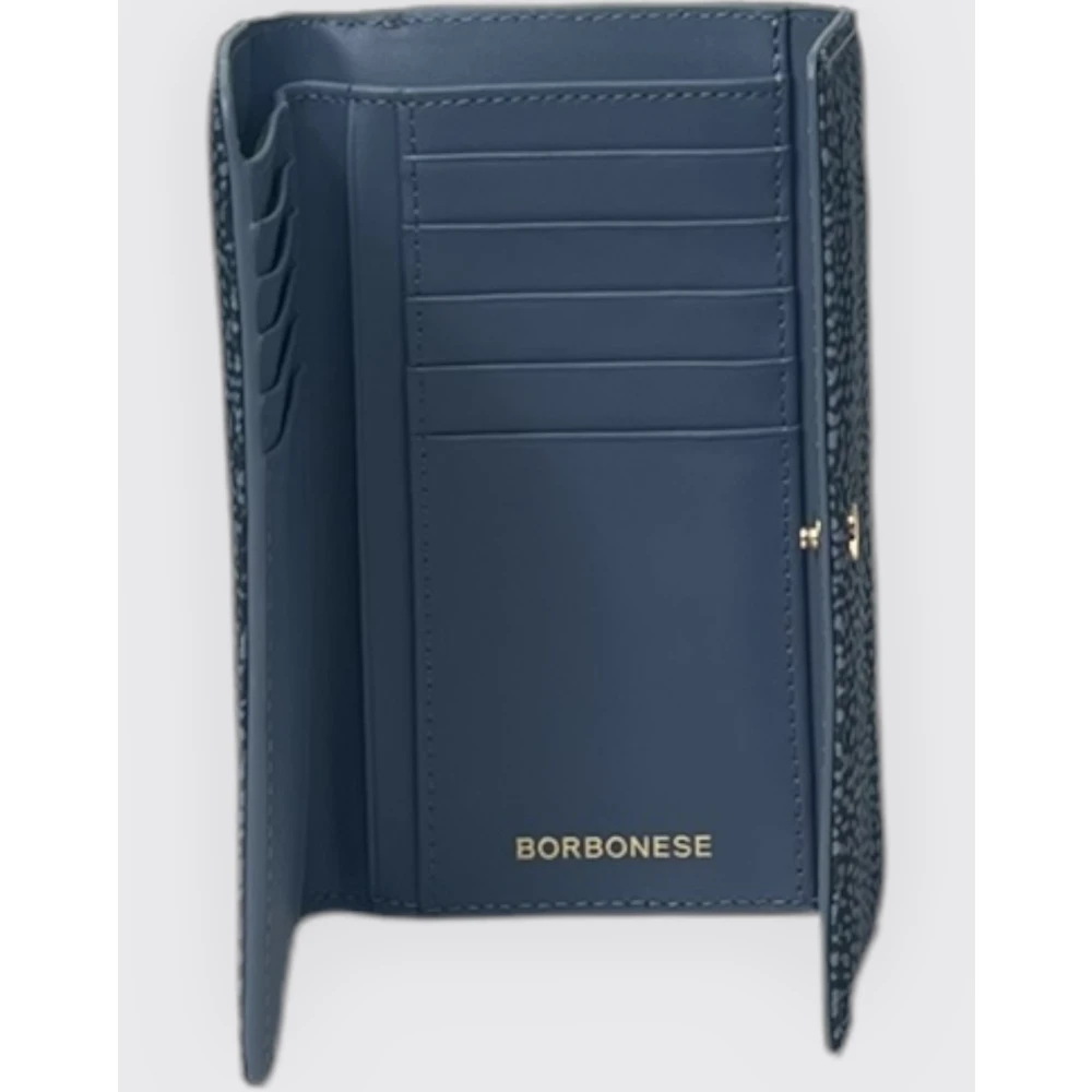 Borbonese Middelgrote Portemonnee met Klep en Rits Blue Dames