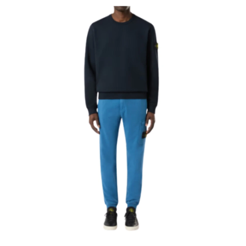 Stone Island Organische Diagonale Weef Sweatshirt Blue Heren