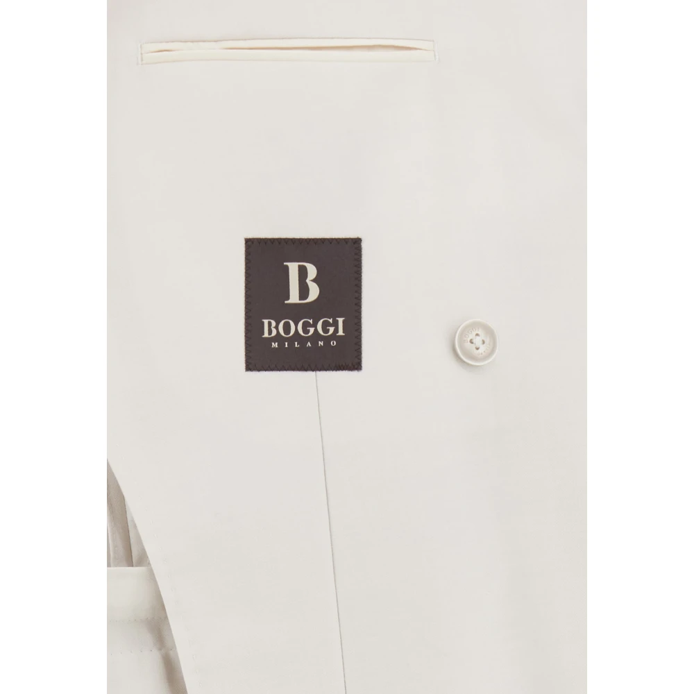 Boggi Milano Dubbelrijig Grisaille Pak van Zuivere Wol Gray Heren