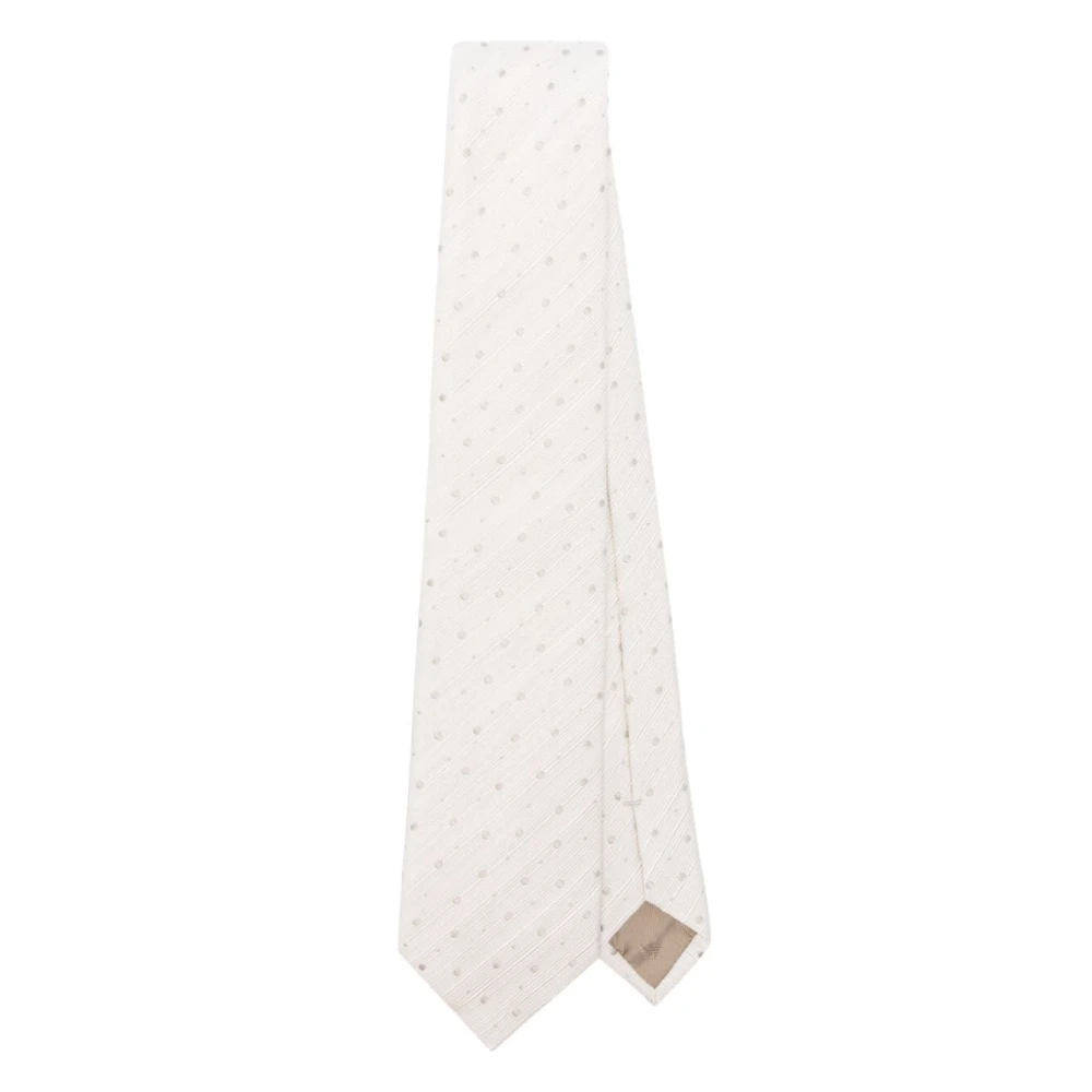 Emporio Armani Donkergrijs Crème Geweven Jacquard Stropdas Beige Heren