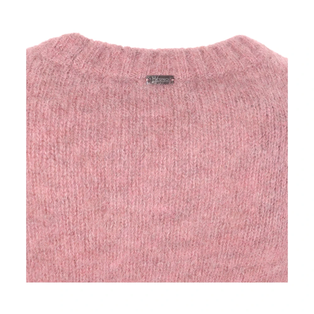 Herno Roze Crew-neck Sweater met Metalen Logo Pink Heren