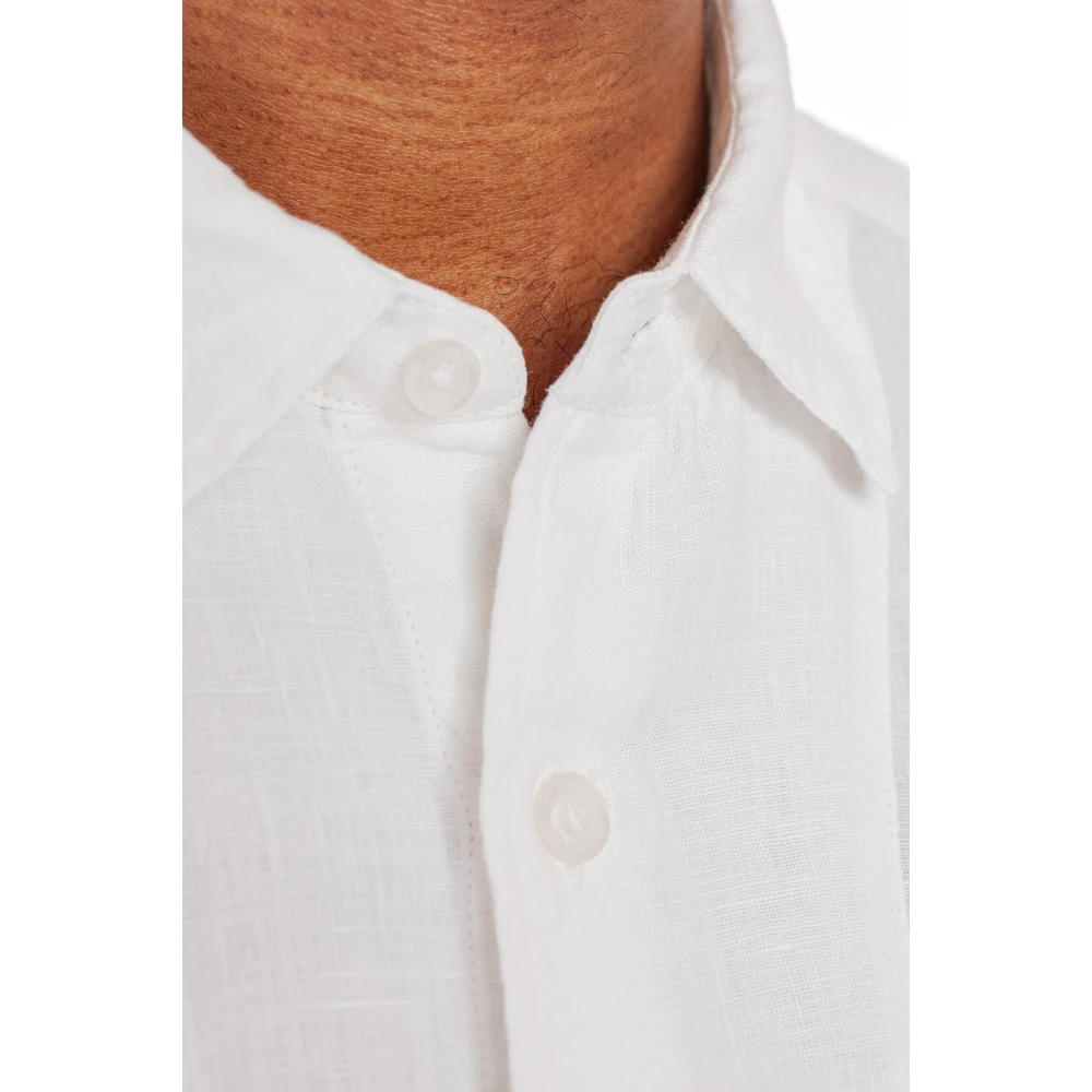 C.P. Company Witte Linnen Half Mouw Shirt White Heren