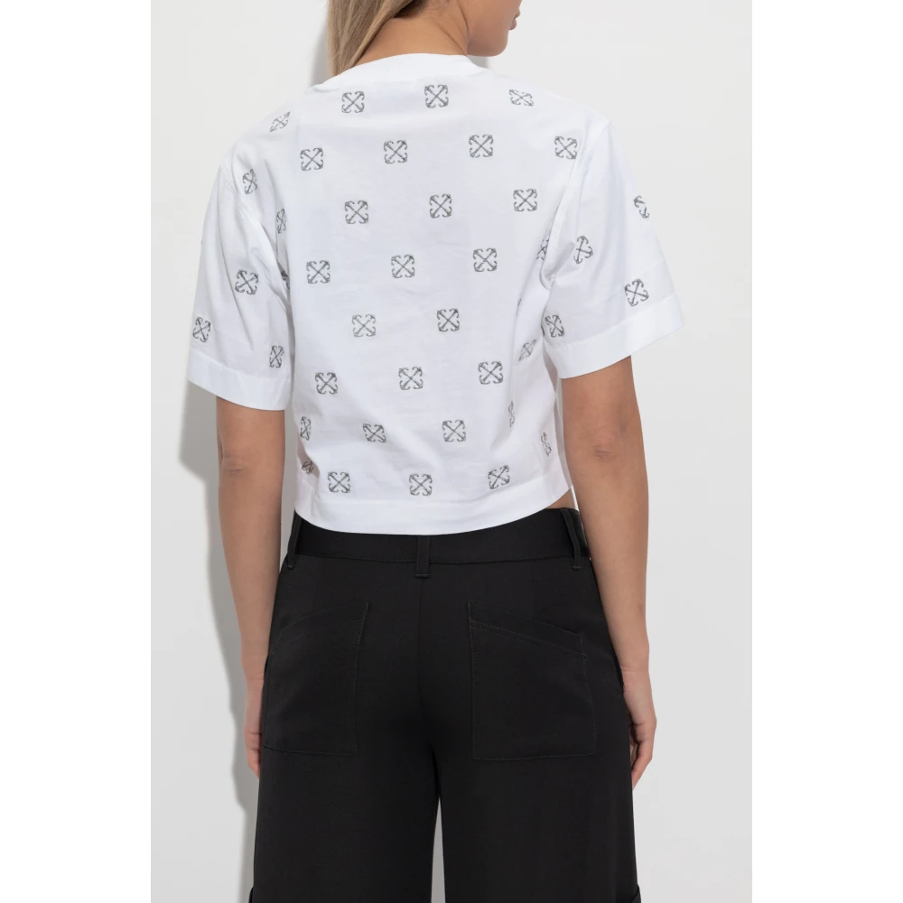 Off White T-shirt met logo White Dames