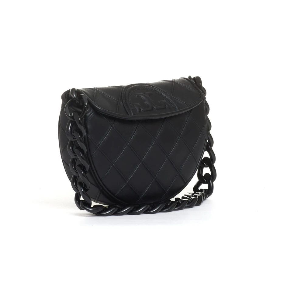 TORY BURCH Zwarte leren schoudertas Black Dames