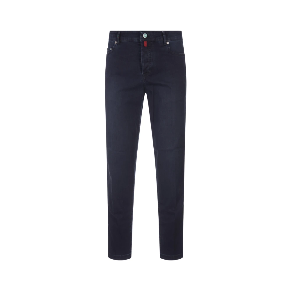 Kiton Blauwe Tapered Denim Jeans Blue Heren