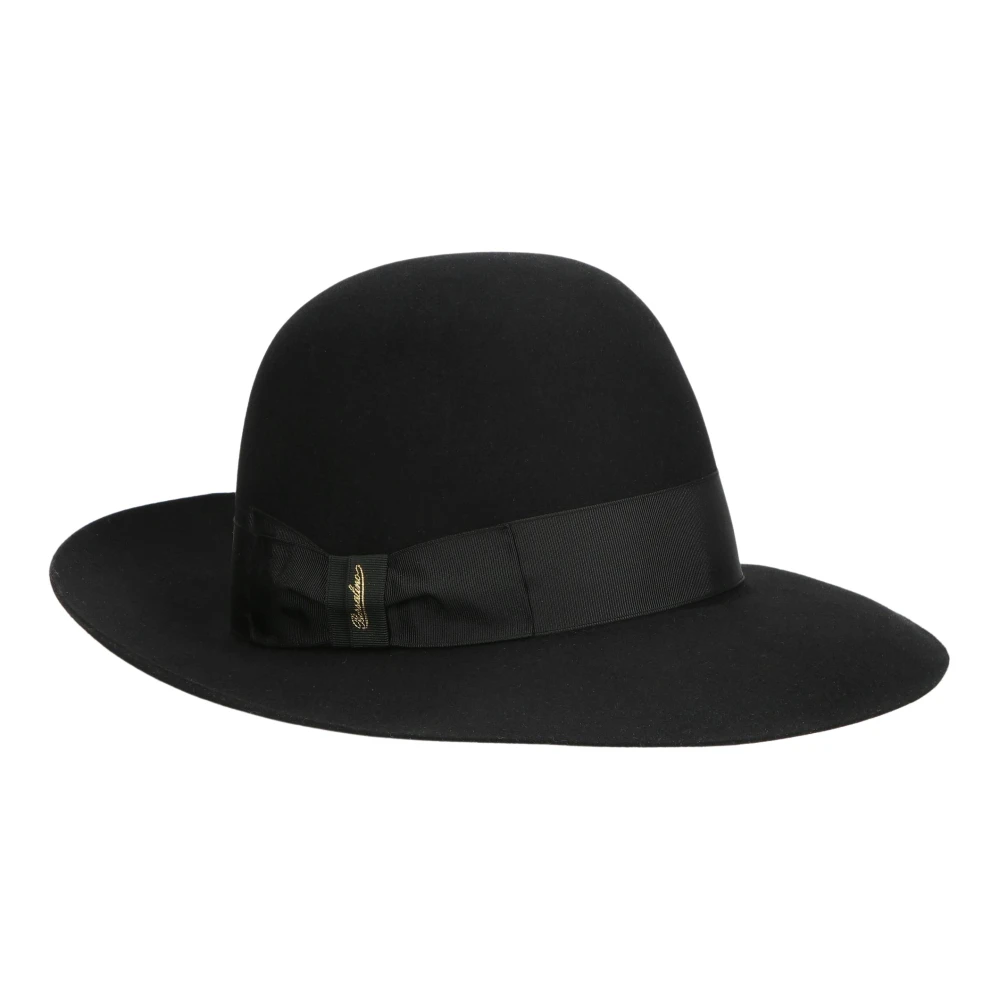 Borsalino Eleonora Folar Grote Rand Hoed Black Dames