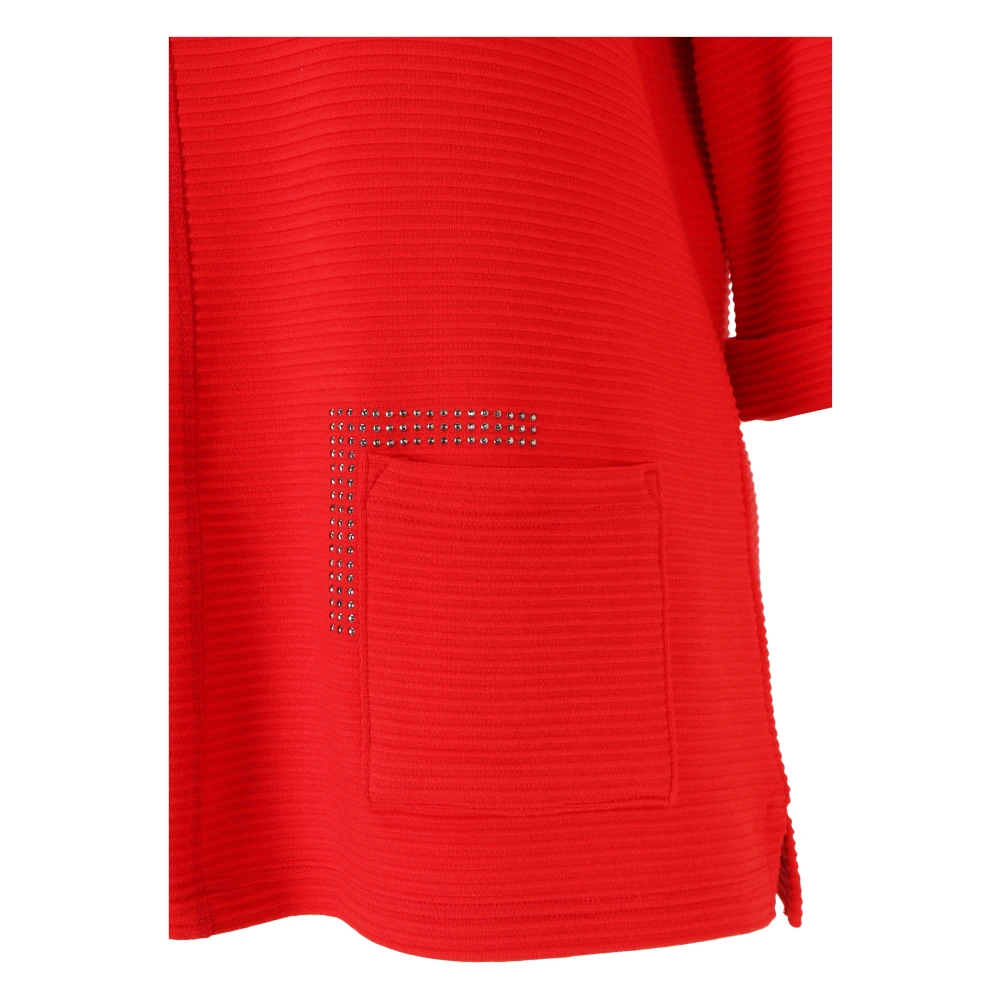 Doris S Lichtgewicht Ottoman-sweatshirt met geribbelde kwaliteit Red Dames