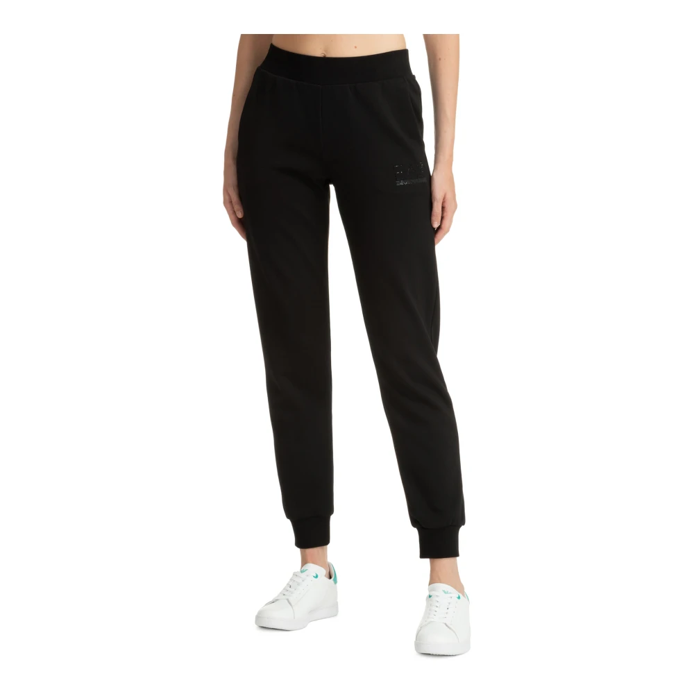 Emporio Armani EA7 Elastische Taille Joggers met Logo Black Dames