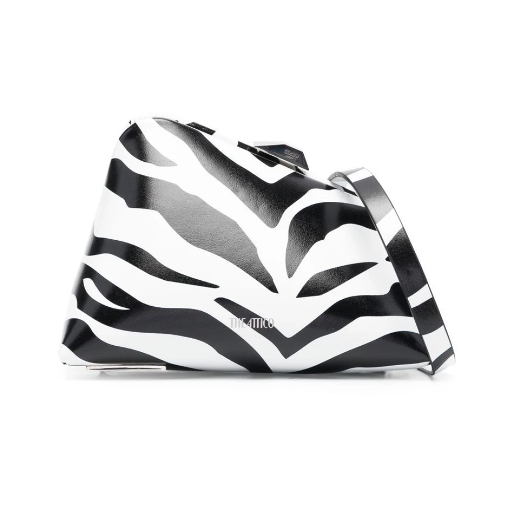 The Attico Logo-Print Zebra Clutch Tas White Dames