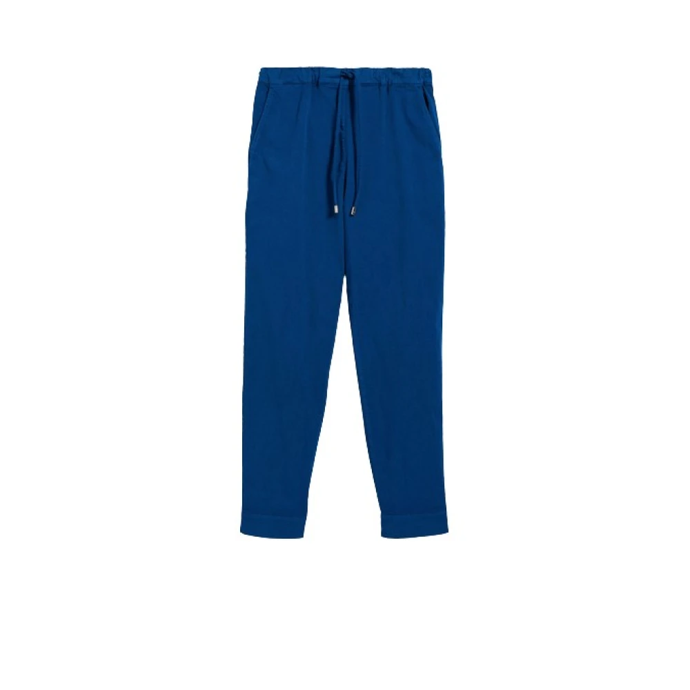 Max Mara Blå Bomull Stretch Joggingbyxor Blue, Dam