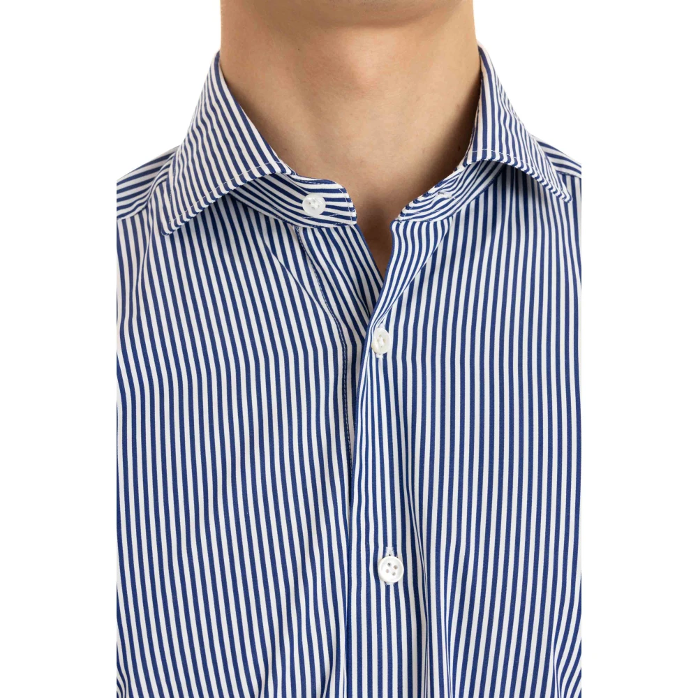 Barba Witte Op Maat Gemaakt Katoenen Overhemd Blue Heren