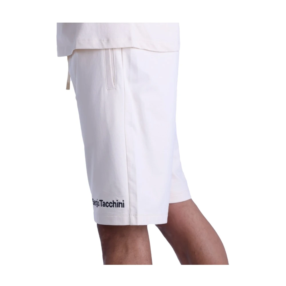 Sergio Tacchini 100% Katoenen Shorts Beige Straight Fit Beige Heren