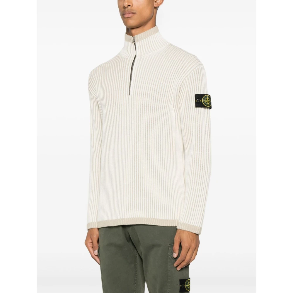Stone Island Ribgebreide Hoge Hals Trui Beige Heren