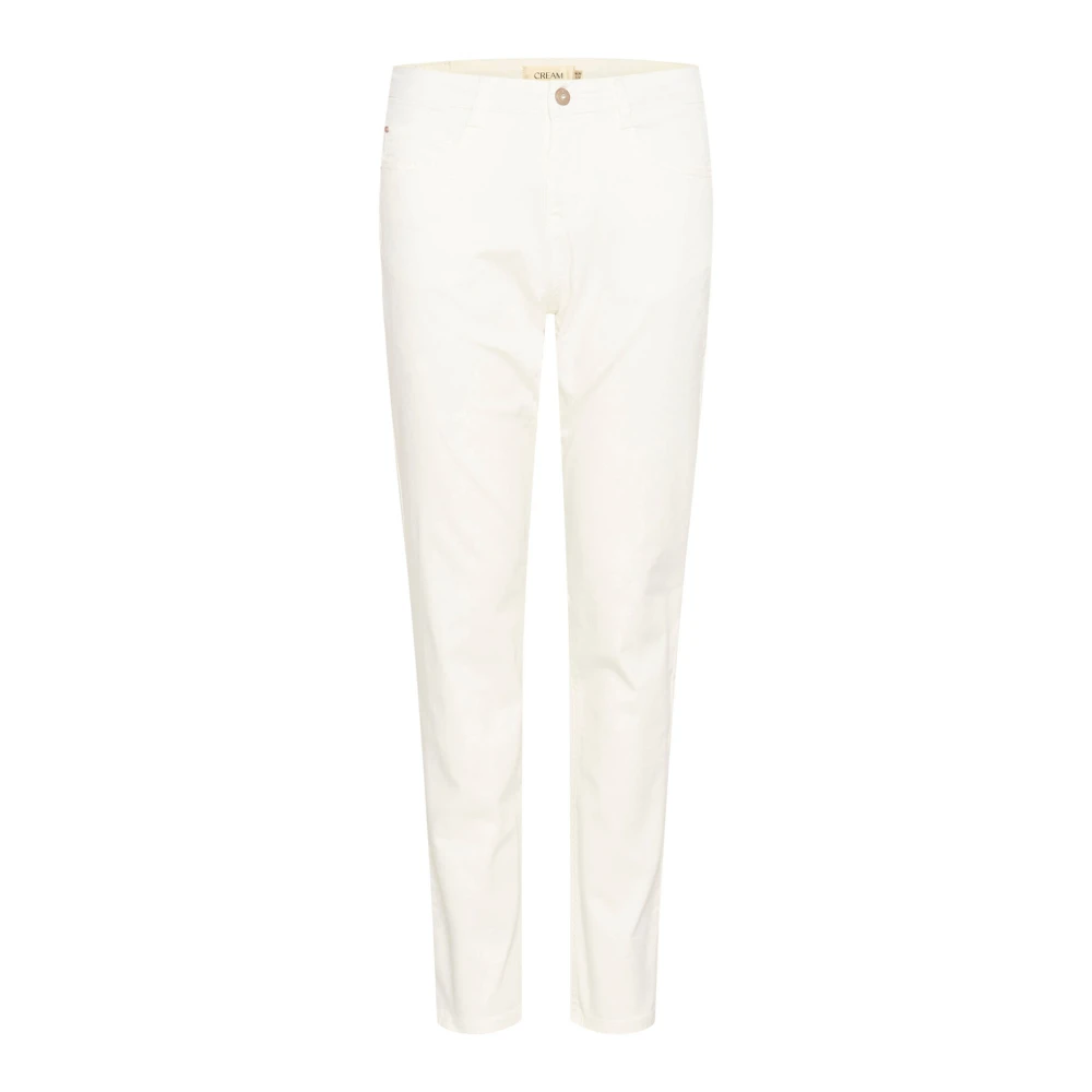 Cream Witte Twill Broek Straight Leg White Dames