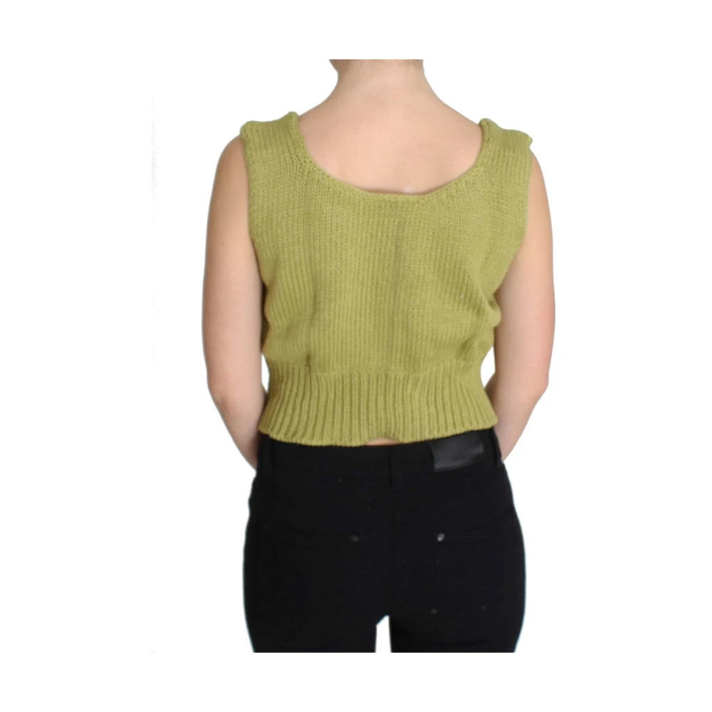 Pink Memories Groene mouwloze gebreide vesttrui Green Dames
