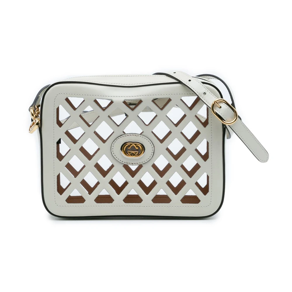 Gucci Vintage Women's White Pre-Owned Structured Leather Shoulder Bag