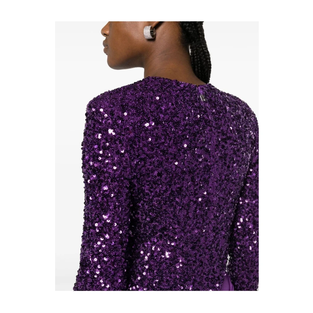 Rotate Birger Christensen Bow Minidress met Korte Mouwen Purple Dames