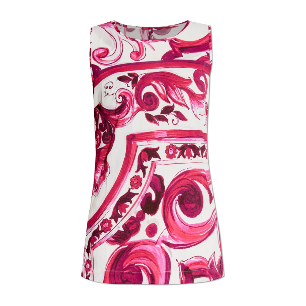 Dolce & Gabbana Top met Majolica patroon Pink Dames