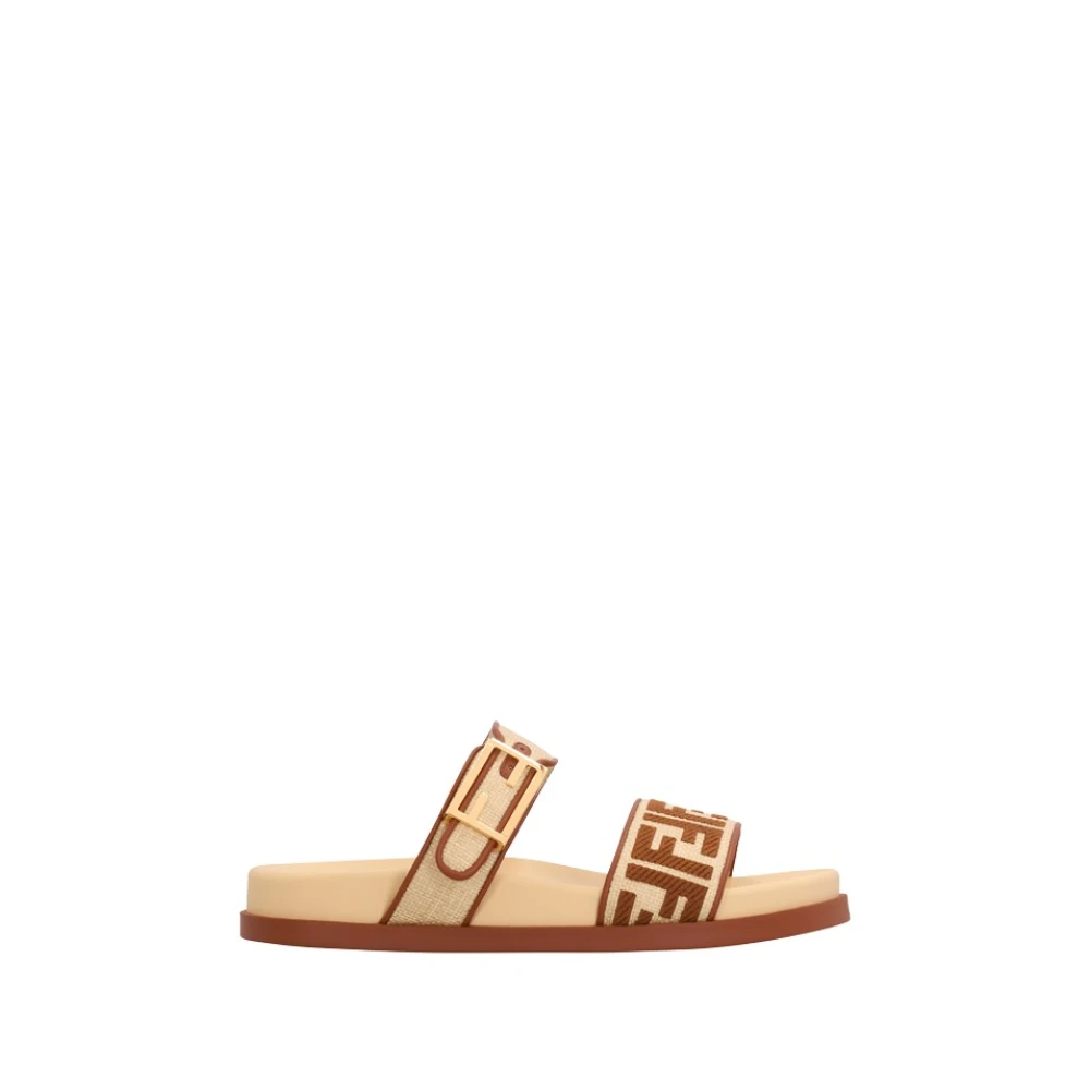 Fendi Feel Slides - Female - Sliders - Beige - 8 Uk - Shoes