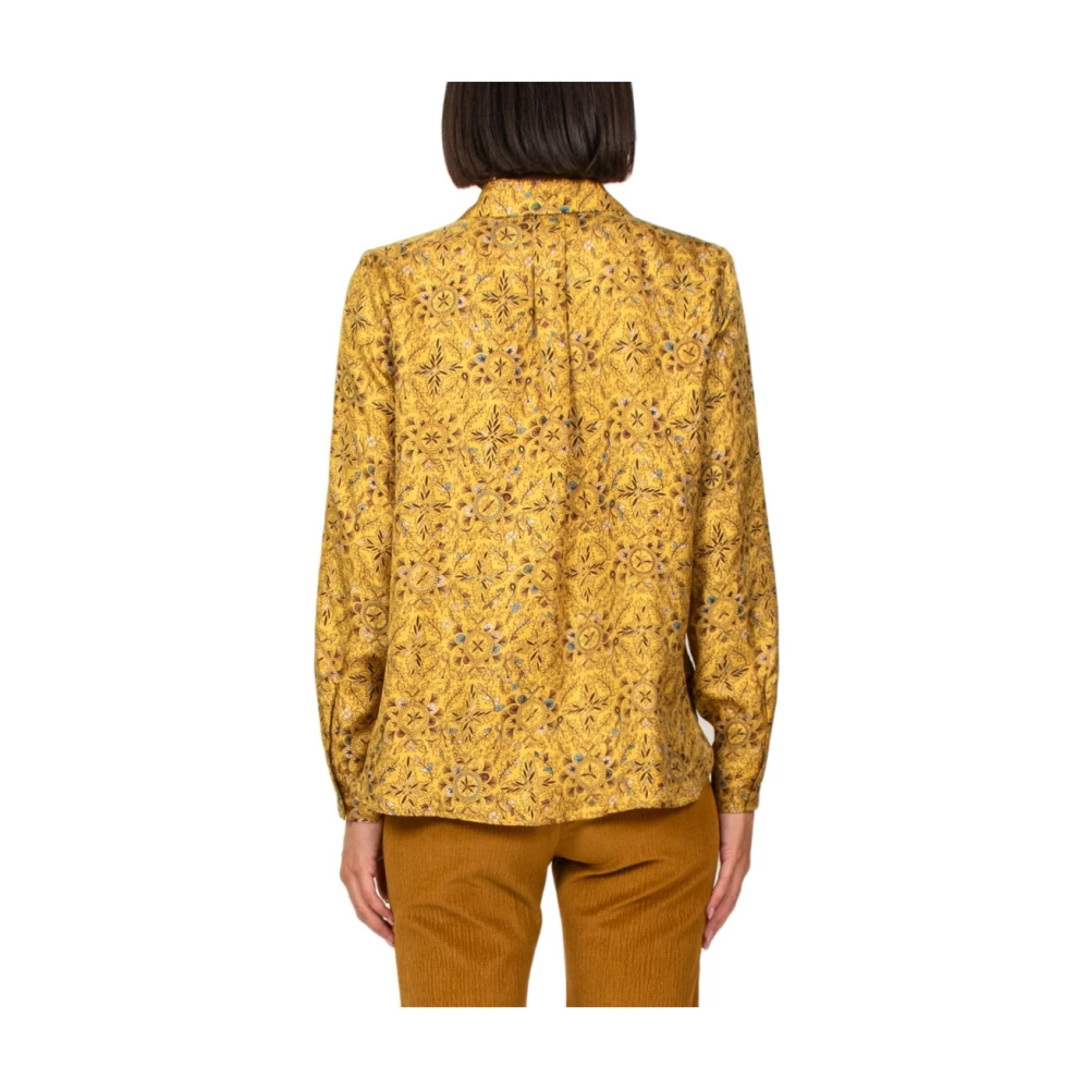 Momoni Gele Zijden Gestreepte Blouse Yellow Dames
