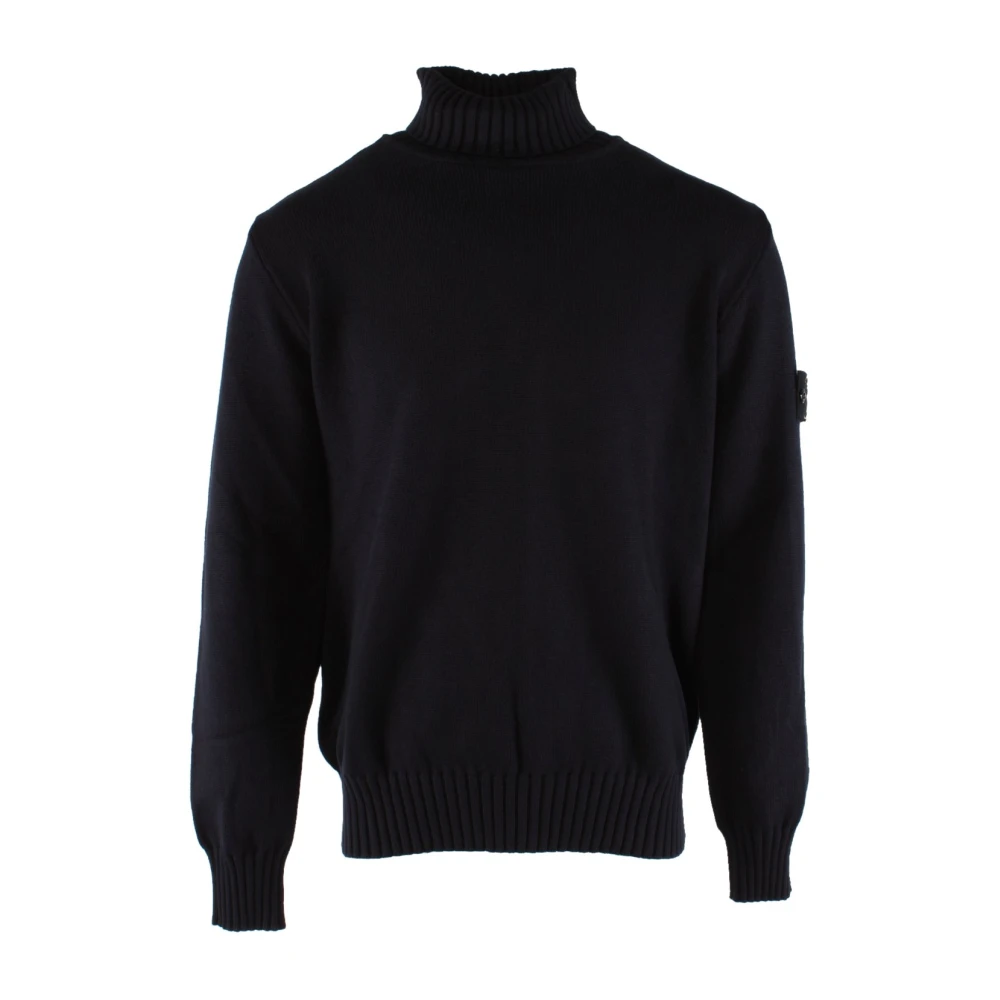 Stone Island Blue Turtleneck Jumper - Male - Turtlenecks - Xs - Knitwear